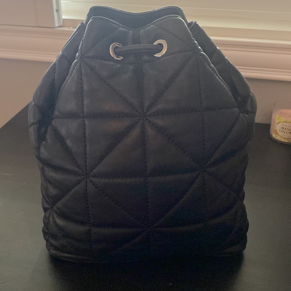 Drawstring soft leather backpack purse - Picture 3 of 9